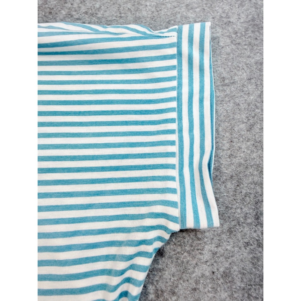 UVN Womens XXL Striped T-Shirt Dress Turquoise White Short Sleeve Belted Pockets - Picture 2 of 7